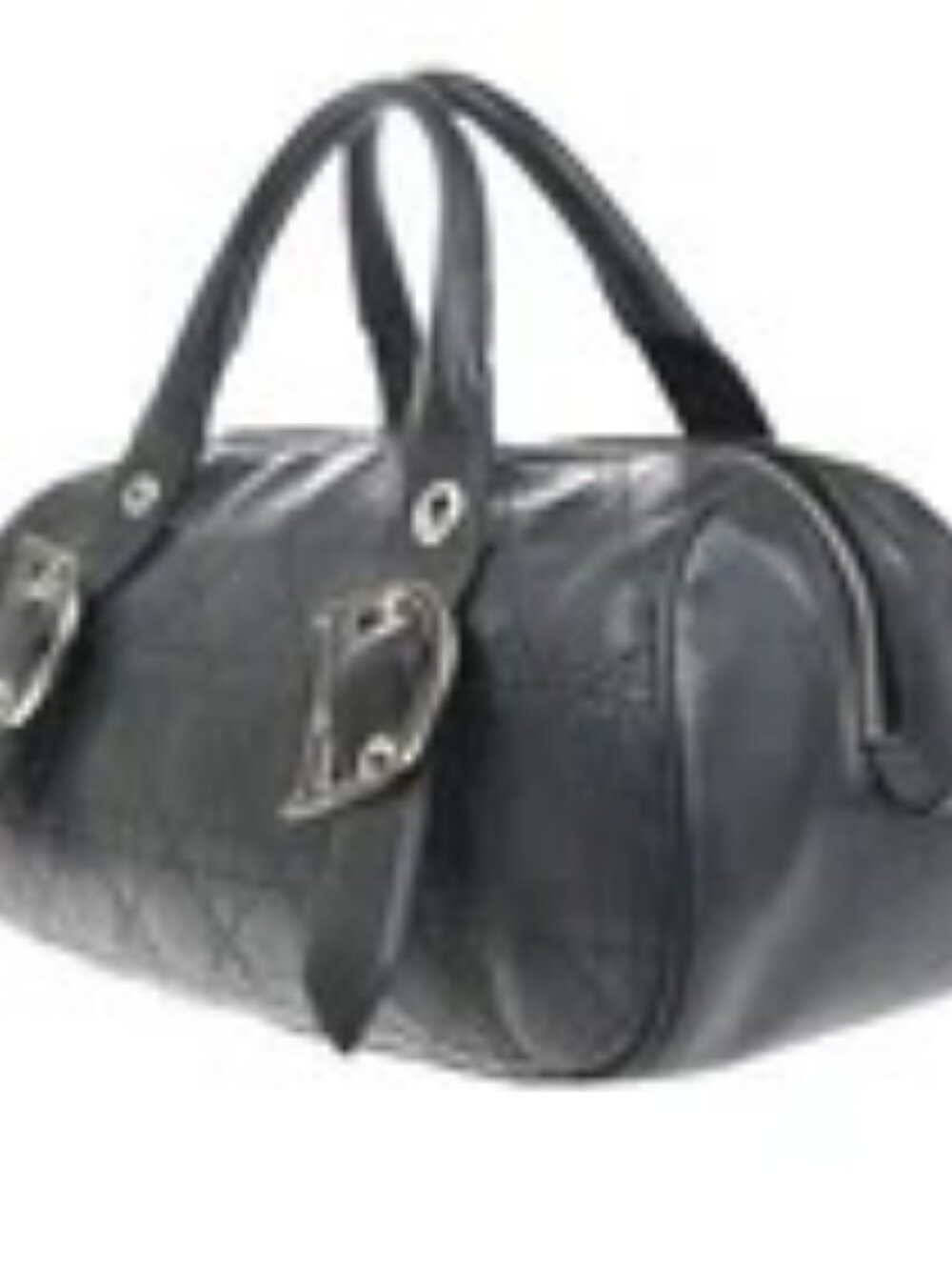 CHRISTIAN DIOR Logo Cannage Mini Boston Hand Bag Leather Black SHW Italy 96MA500 - Picture 2 of 16